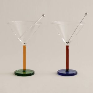 Two-Tone Cocktail Glass Pair - Yellow and Green
