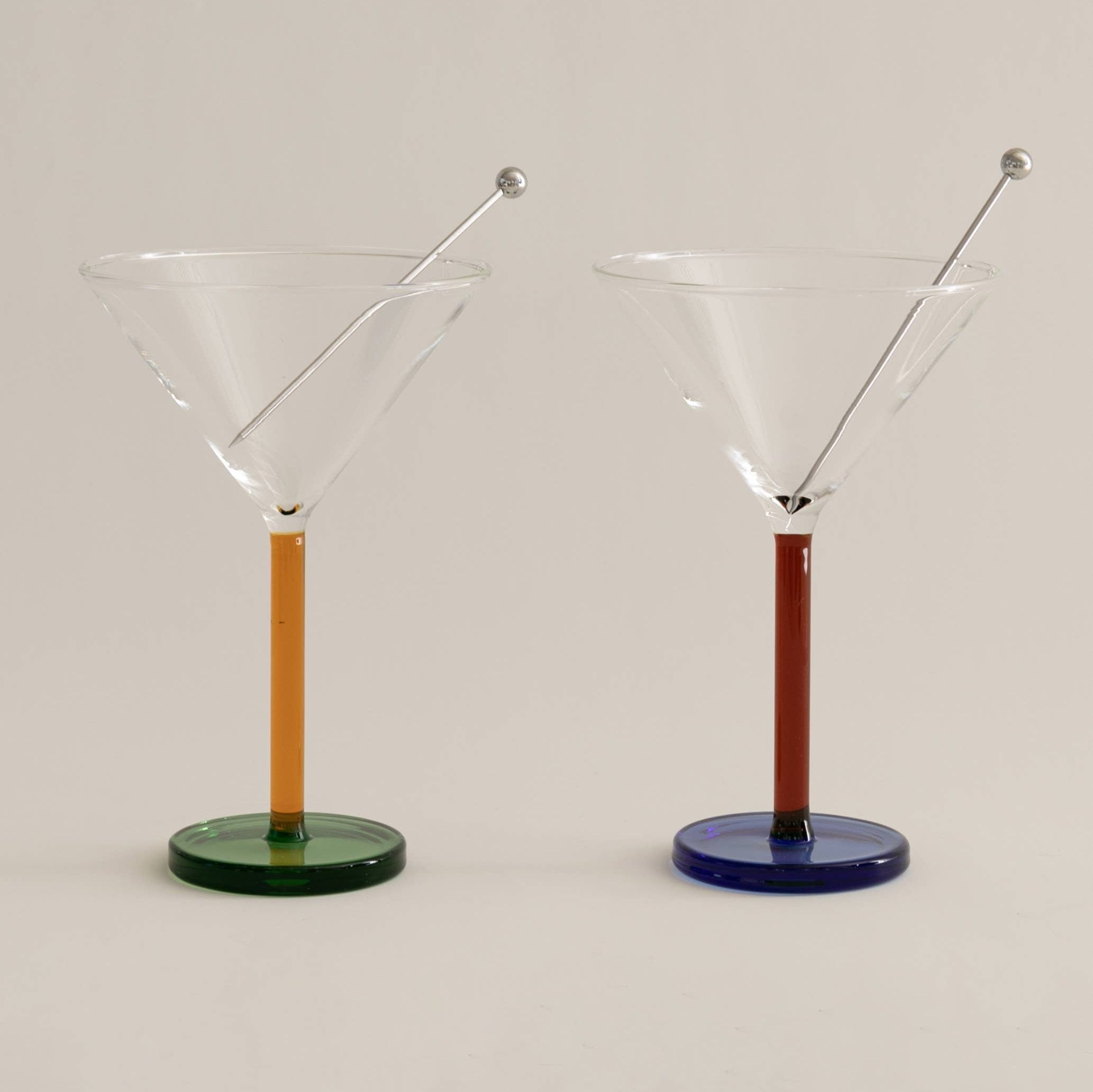 Two-Tone Cocktail Glass Pair - Yellow and Green