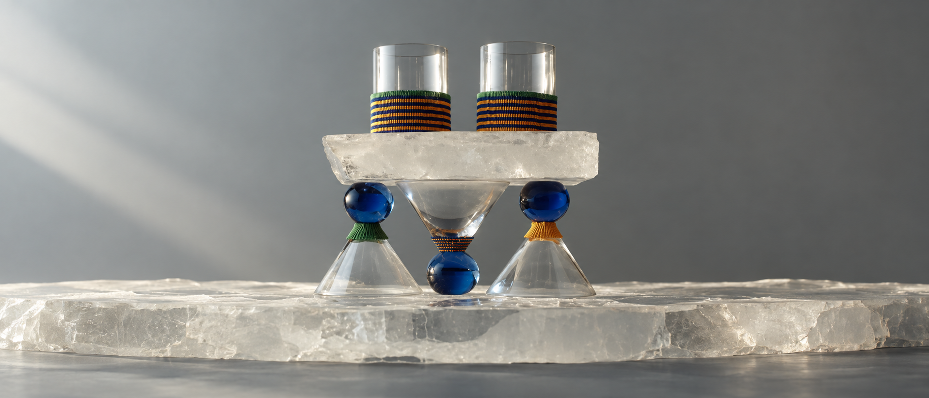 Glassware arranged in a refined interior setting