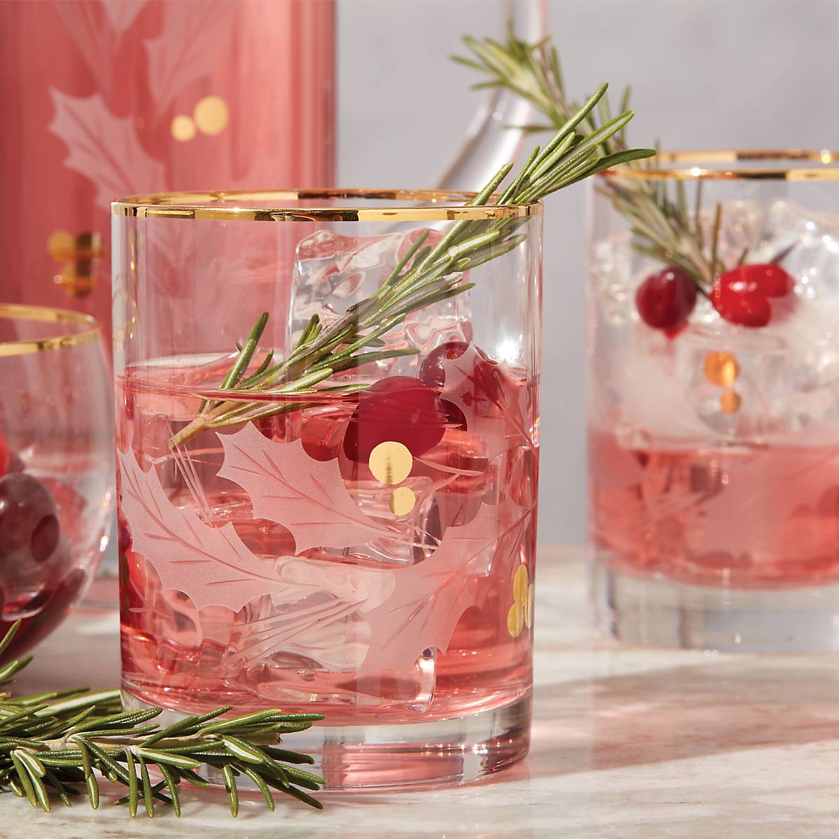 Holiday Gold-Rim Double Old Fashioned Glasses, Set of 4 - Image 4