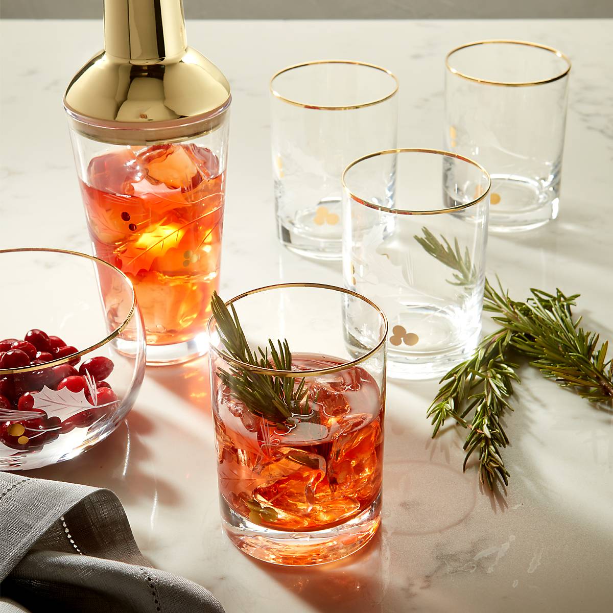 Holiday Gold-Rim Double Old Fashioned Glasses, Set of 4 - Image 5