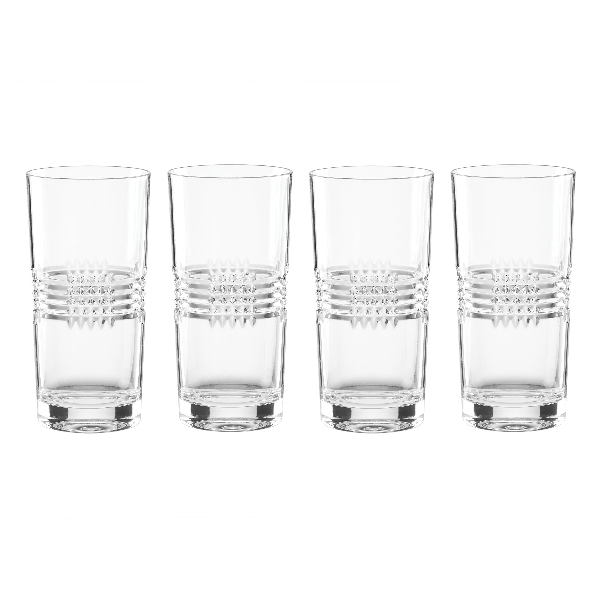 Crosshatch Crystal Highball Glasses, Set of 4