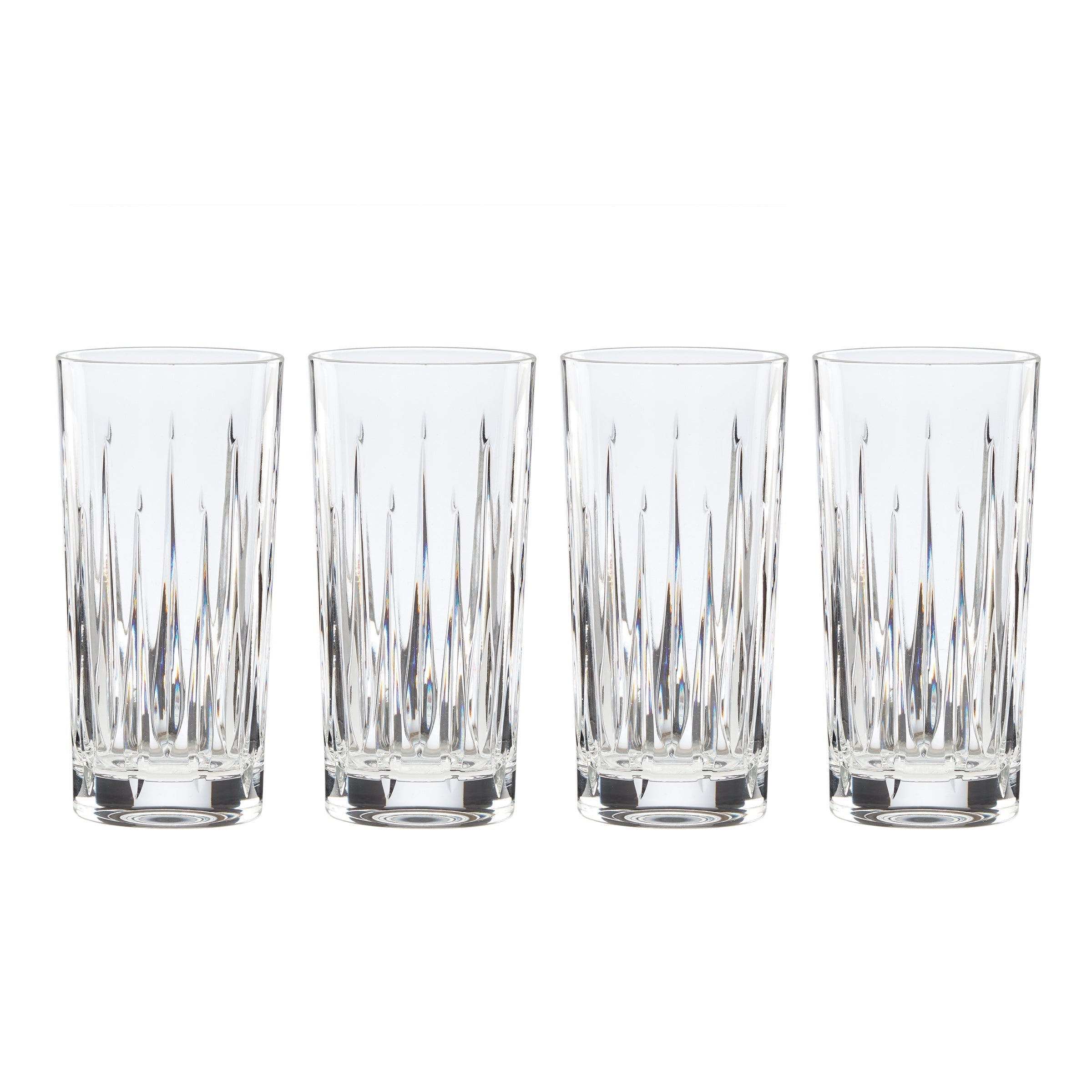 Radiating Cut Crystal Highball Glasses, Set of 4