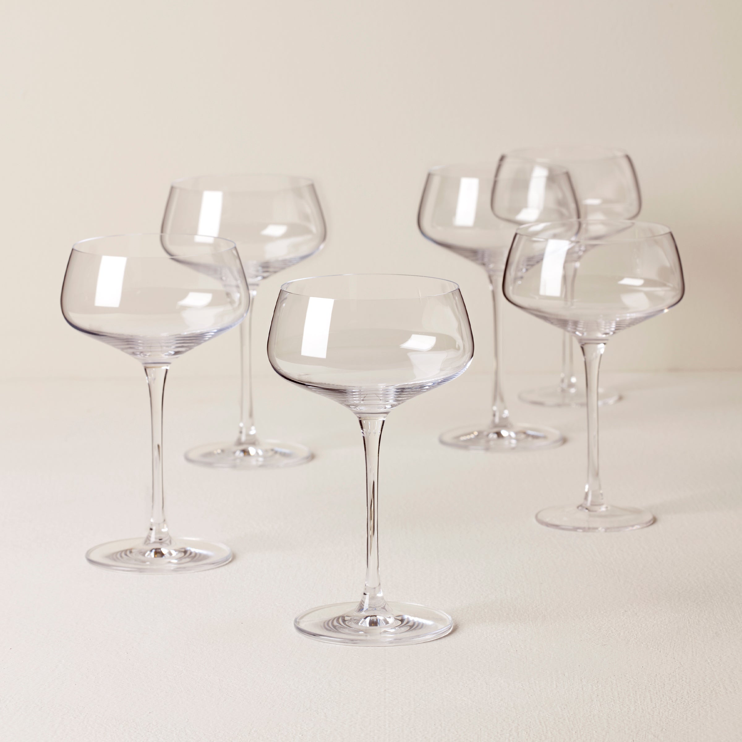 Angled Coupe Glasses, Set of 6