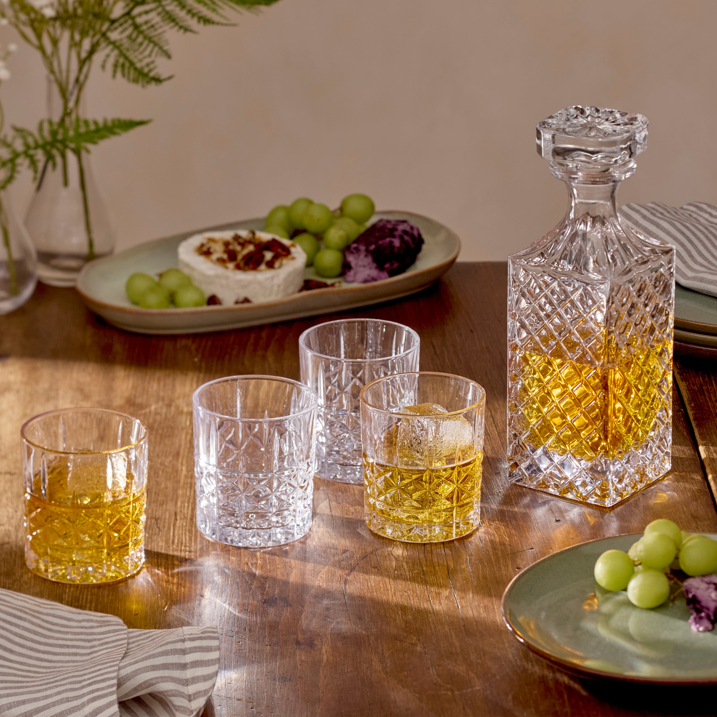 Starburst Cut Whiskey Decanter & Glass Set, 5-Piece - Image 2