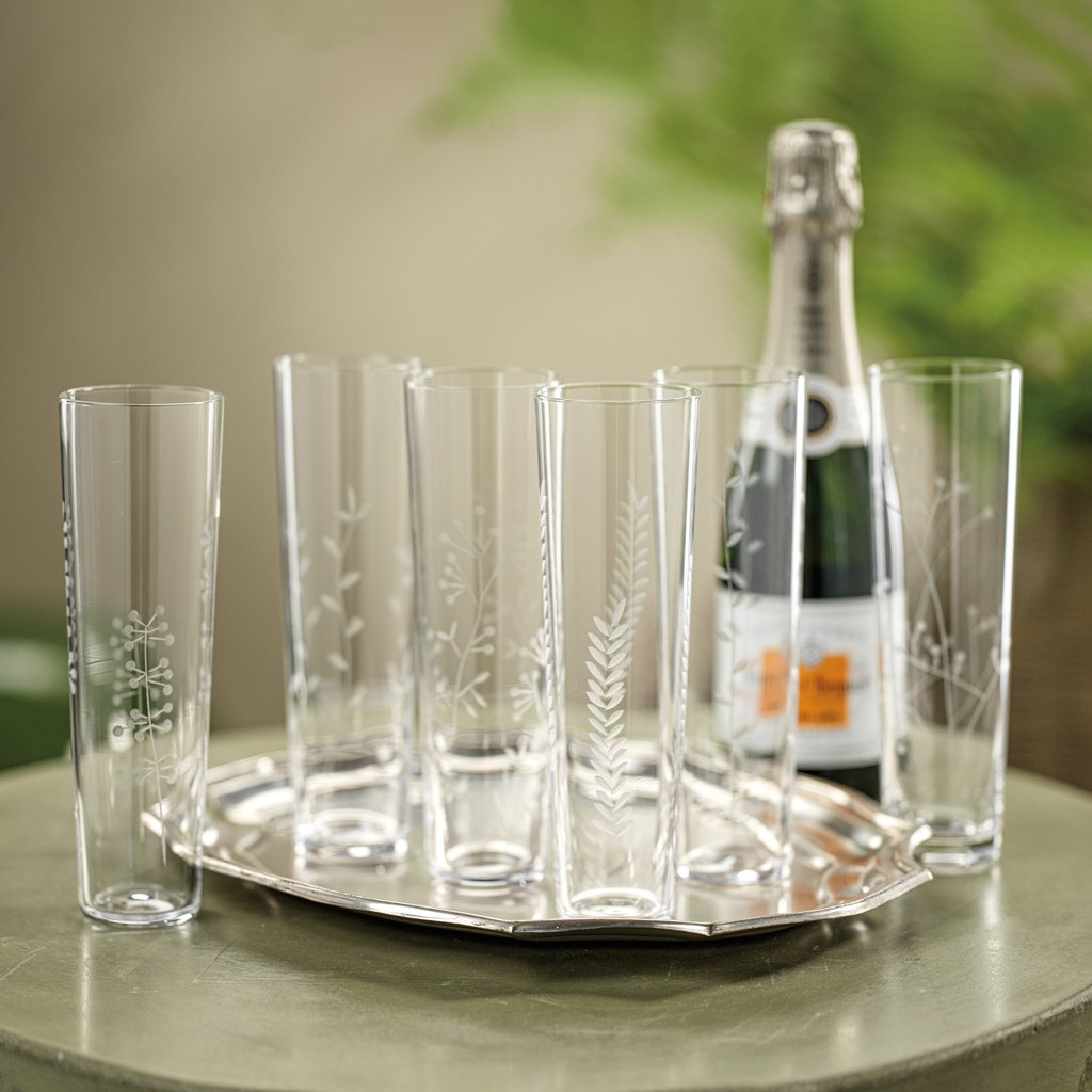 Assorted Etched Champagne Flute Set of 6 - Image 3