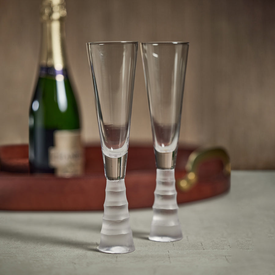 Frosted Stem Champagne Flute Set of 4