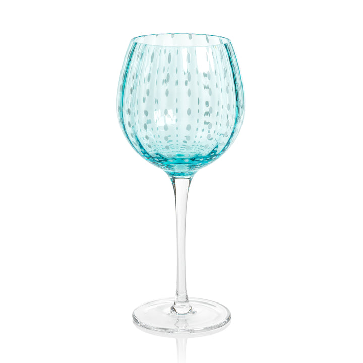 Aqua White Dot Glassware Collection