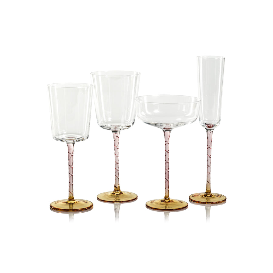 Crackled Stem Glassware - Amber and Pink - Image 3