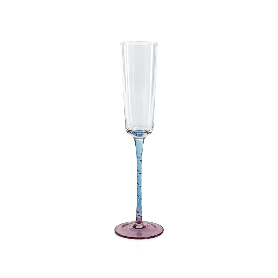 Crackled Stem Glassware - Pink and Blue