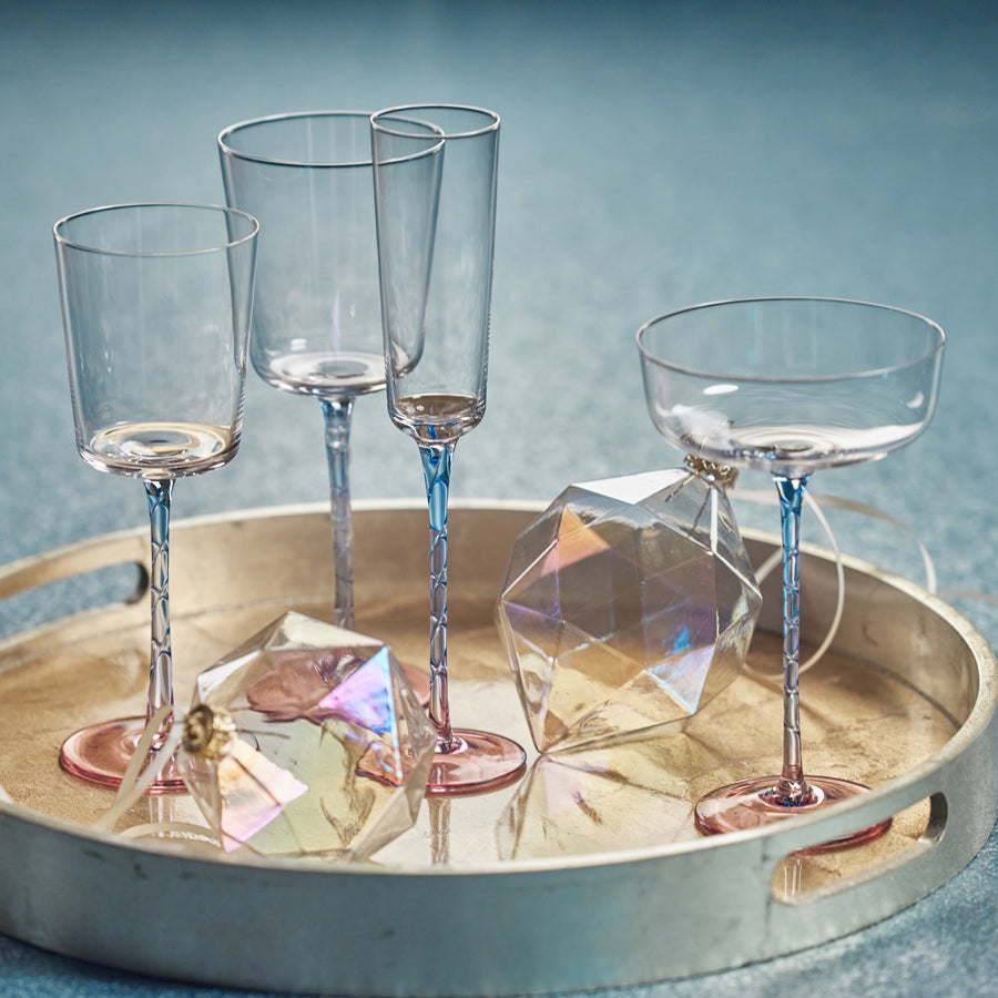 Crackled Stem Glassware - Pink and Blue - Image 2