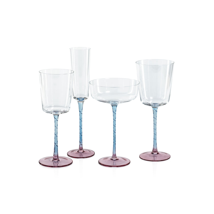 Crackled Stem Glassware - Pink and Blue - Image 3