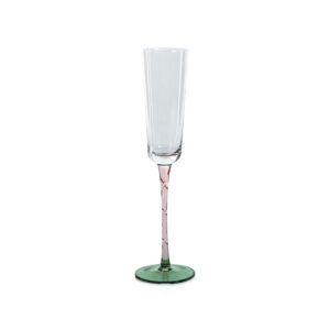 Crackled Stem Glassware - Green and Pink